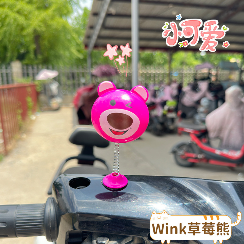 Electric Vehicle Motorcycle Rocker Helmet Decoration Female Strawberry Bear Cute Stylish High-Value Accessories Wholesale Riding