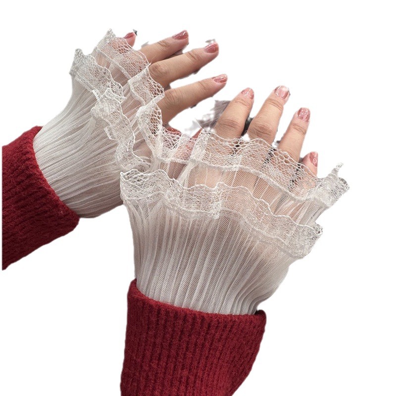 Lolita Bow Lace Hand Sleeve Female Lolita Lace Sleeve Lori Lo Niang Flower Wedding cos Bracelet Small Thing