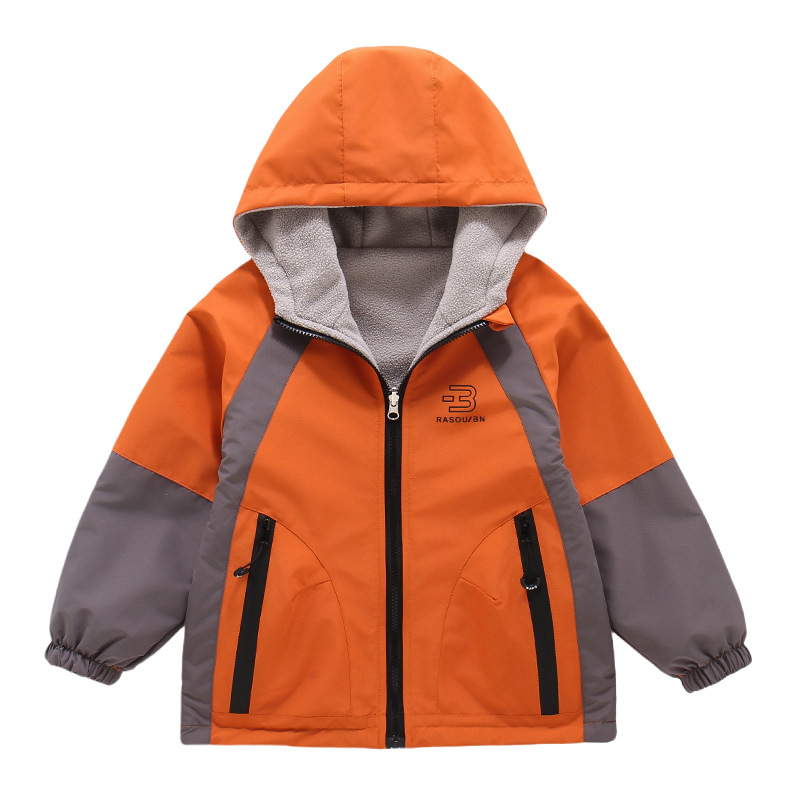 Boys' Autumn and Winter Fleece-Lined Reversible Jacket 2025 New Children's Windbreaker Spring and Autumn Coat for Older Children Reversible