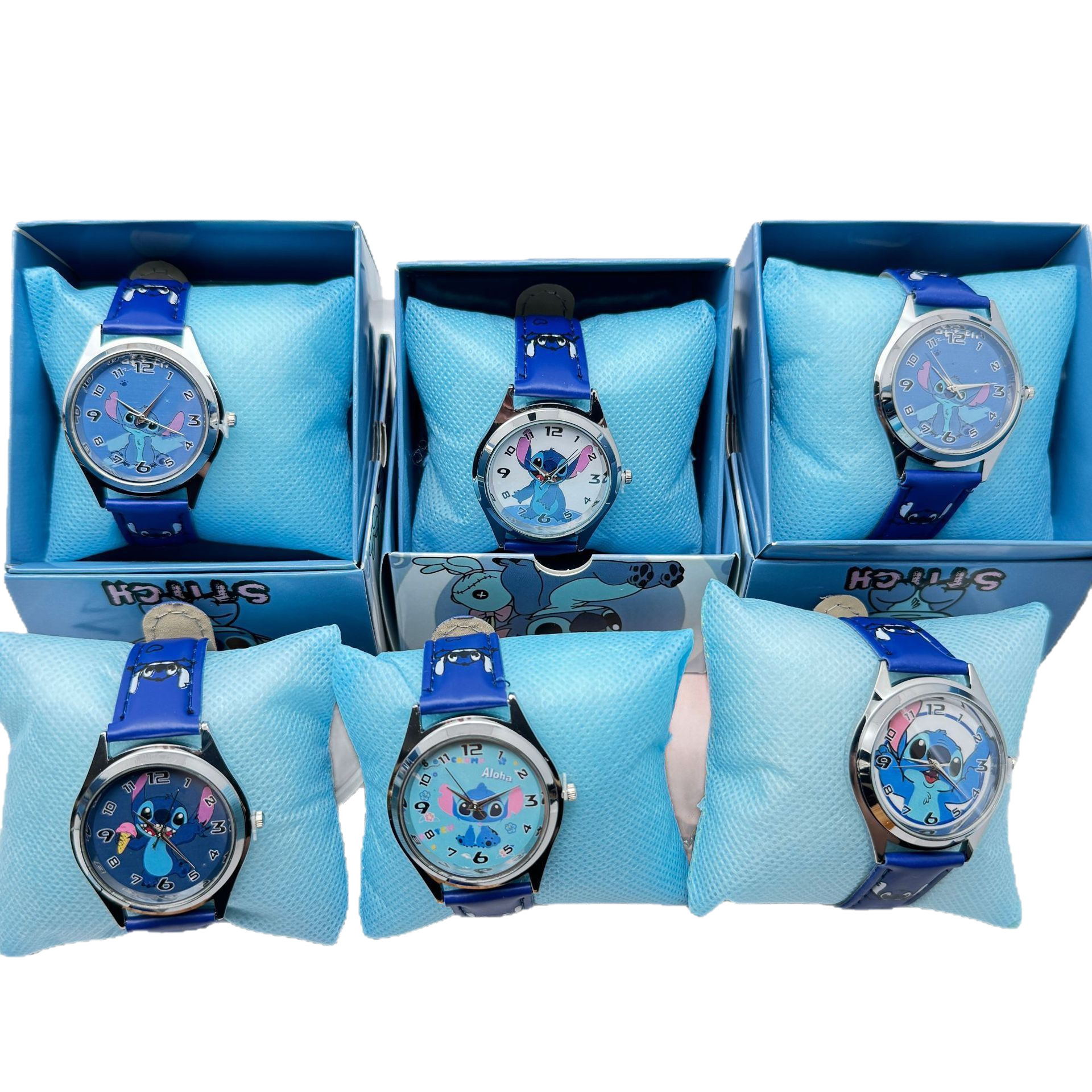 New Cartoon Stitch Pointer Watch with Cute Pu Leather Strap, Lilo & Stitch Fun Cartoon Watch for Boys and Girls