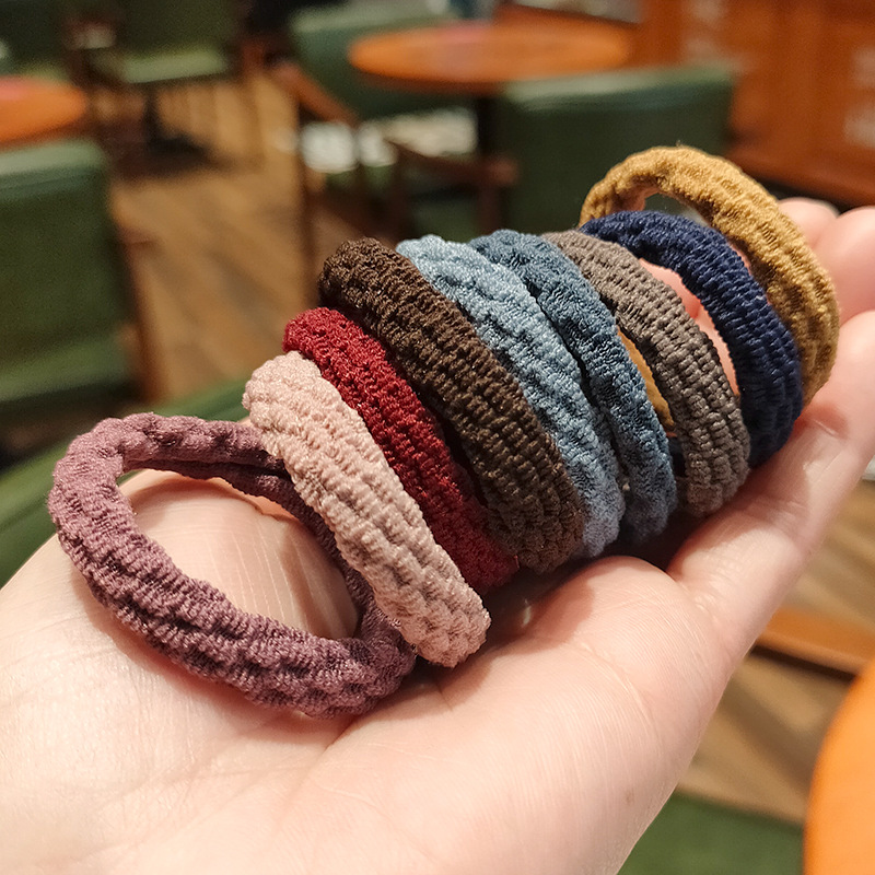Korean-style High Elastic Foundation Seamless Jacquard Towel Ring Ten-color Base Hair Tie Rubber Band Hair Accessories Headline