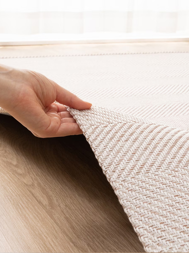 Herringbone Pattern Woven Living Room Carpet Light Luxury Advanced Coffee Table Carpet Japanese Style Simple Style Home Non-Slip Sofa Floor Mat