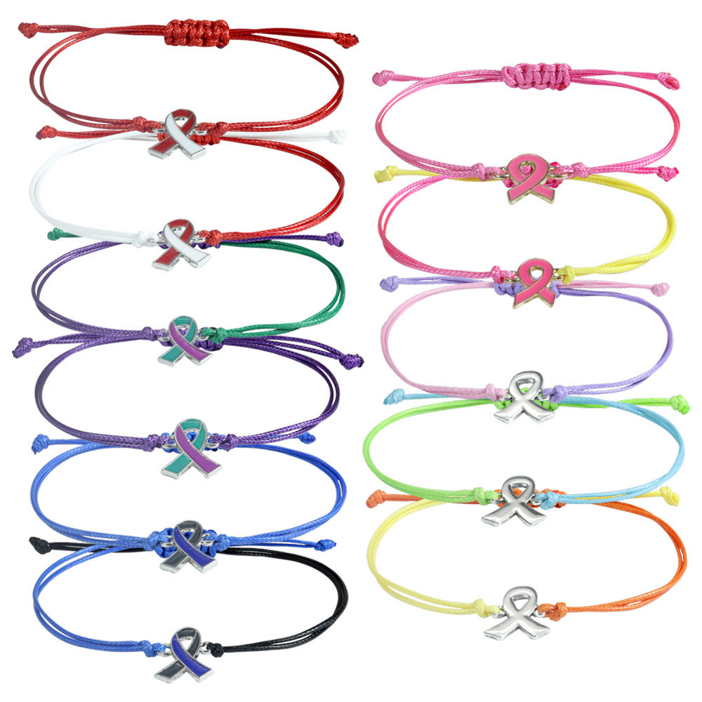 Cross-Border New Care for Women's Health Jewelry Pink Ribbon Bracelet Breast Care Day Pullable Bracelet Holiday Gift