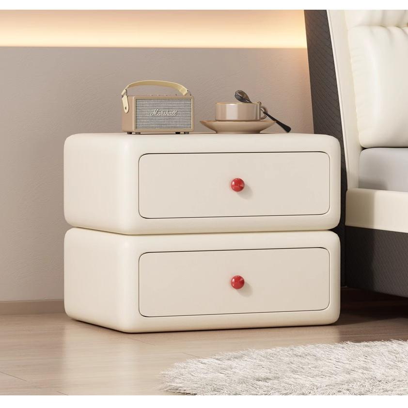 Solid Wood Bedside Table White Cream Style Home Bedroom Small Storage Italian Light Luxury Mini Ultra-Narrow Modern Simple