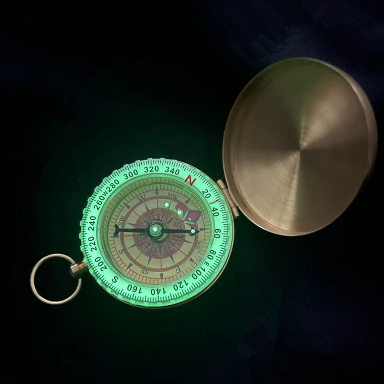 Manufacturer Wholesale G50 Outdoor Brass Compass Can Laser Flip Retro Compass Luminous Pocket Watch Compass