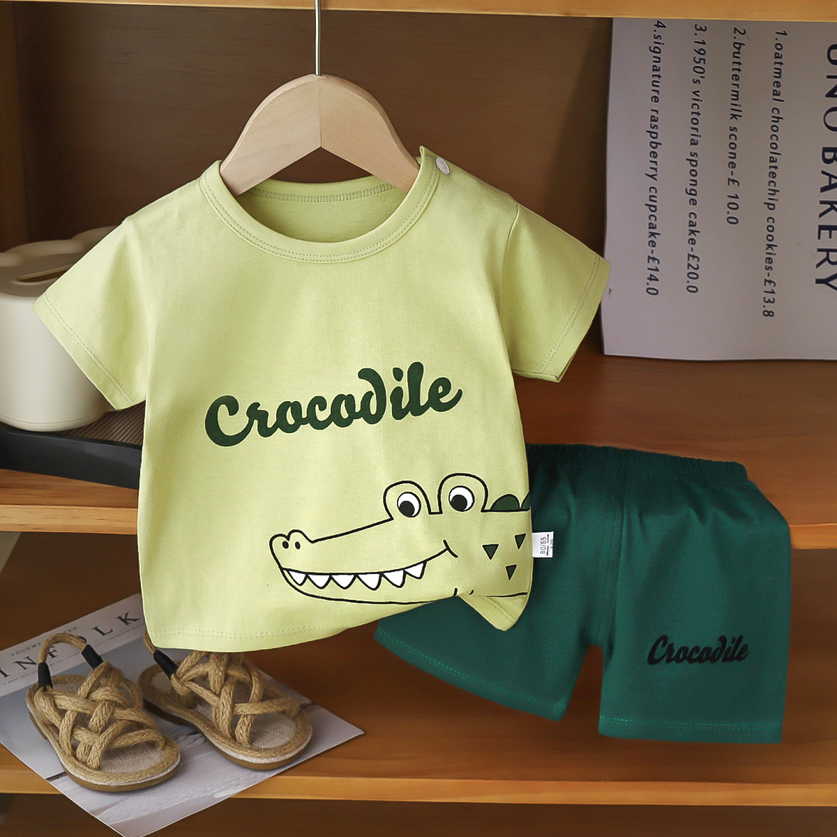 Children's Short-sleeved Suit Summer Boys Cotton Clothing New Girls Korean T-shirt Shorts Suit Foreign Trade Children's Clothing