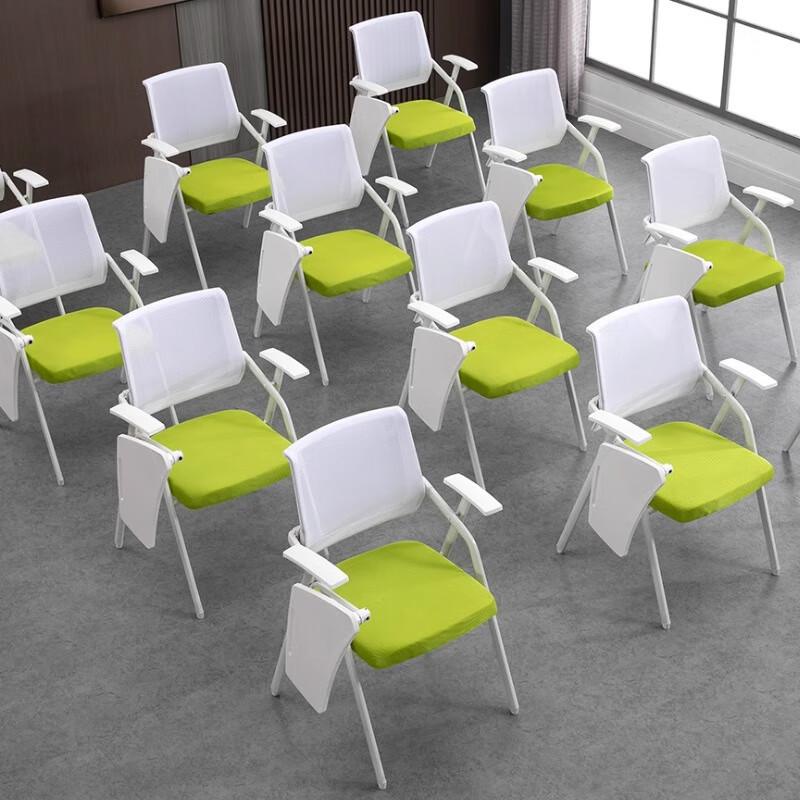 Training Chair with Writing Board Computer Chair Folding with Writing Board White Office Meeting Room Table and Chair Integrated Meeting Chair