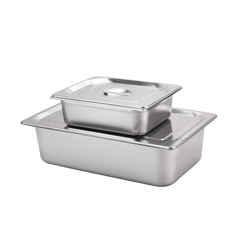 Stainless steel thickened dining room hotel buffet box rectangular with lid serving plate hotel kitchen utensils