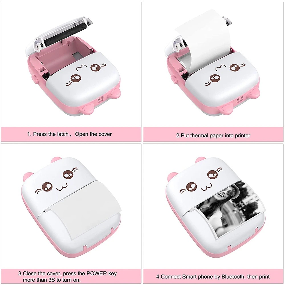 Cross-Border Hot Selling Portable Mini Printer Wireless Can Be Connected to Mobile Phone Small Home Self-Adhesive Photo Printer