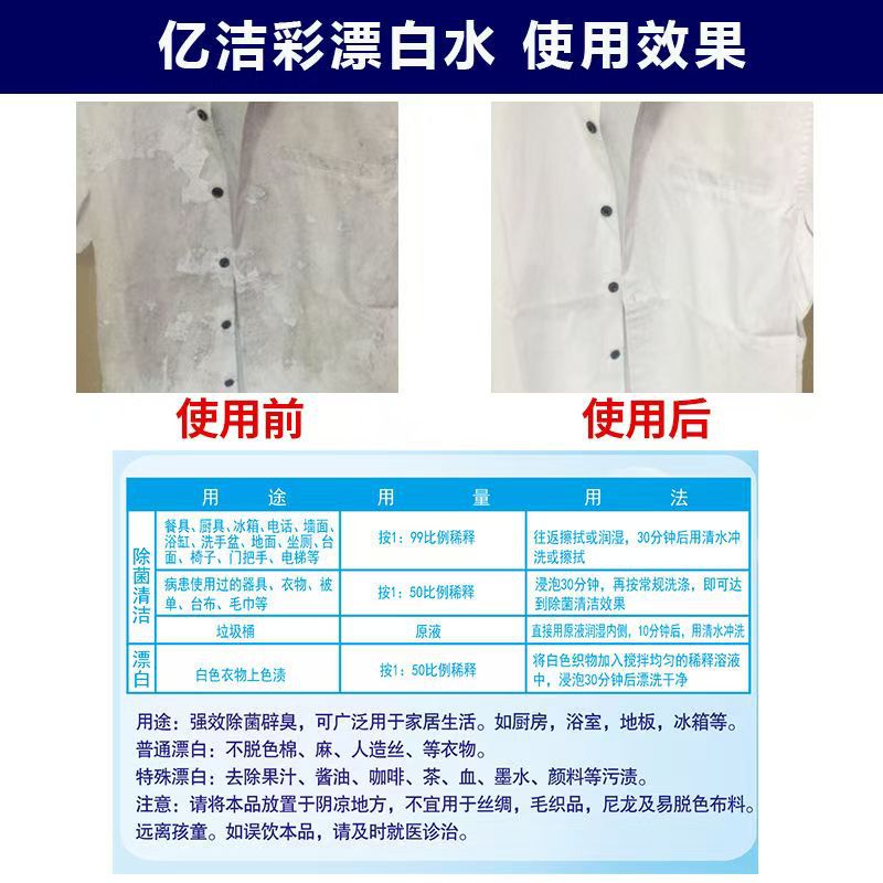 [Эксклюзивный отбеливатель] Домашний отбеливатель для белых вещей для удаления пожелтения, отбеливания и дезинфекции, отбеливатель для отелей и больниц