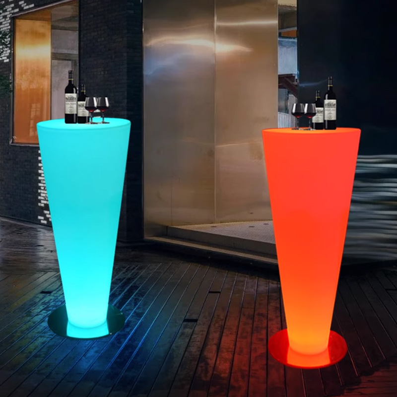 Outdoor Luminous Bar Commercial Cocktail Table Bar Clear Bar Luminous High Table and Chairs Open-Air Event Exhibition Round Table