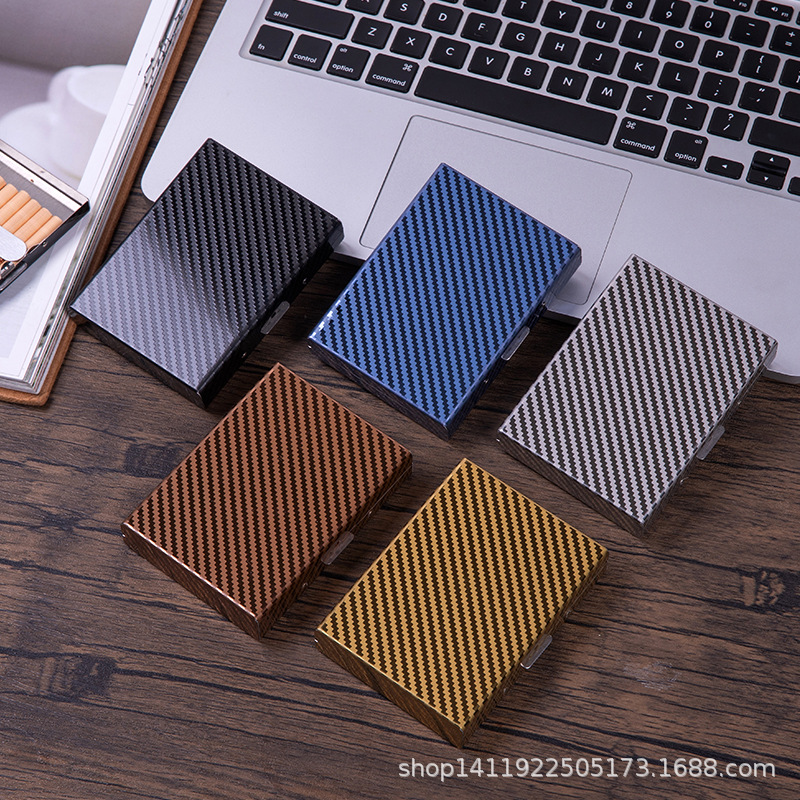 Factory leather cigarette box men's portable 20 thick and thin dual-use cigarette box metal protective box wholesale Y-31