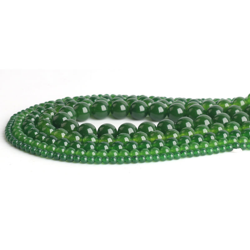 Emerald loose beads natural stone jasper color chalcedony crystal bracelet diy hand woven chalcedony wholesale