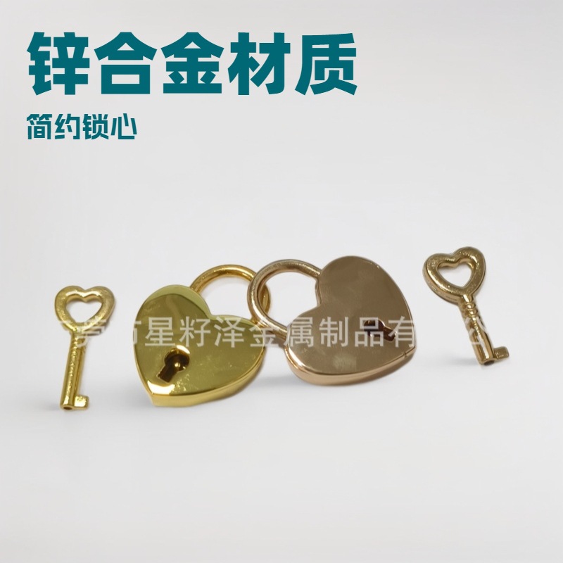 In-Stock Small Zinc Alloy Mini Lock Alloy Lock Heart Lock Padlock with Key Decorative Hardware Wholesale