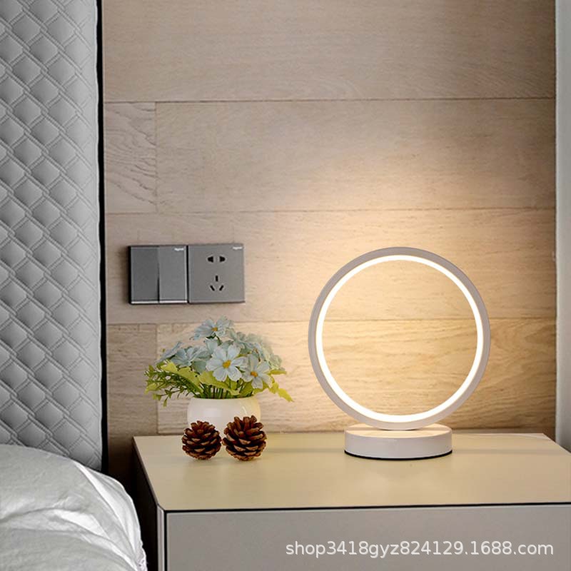 Nordic decorative circle table lamp bedroom bedside lamp atmosphere creative led night light eye protection sleep feeding table lamp