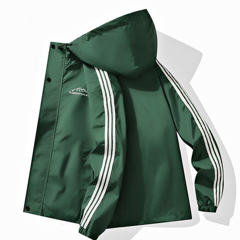 Куртка для мужчин весна-осень, повседневная спортивная, модная, ветронепроницаемая, водоотталкивающая, тонкая, с капюшоном