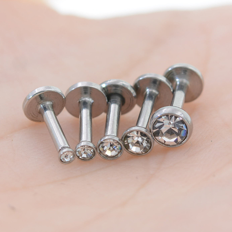 Stainless Steel Lip Nail with Diamond 2-3mm Zircon 1.0 Rod Basic Diamond Nose Nail Ear Bone Nail Piercing Jewelry