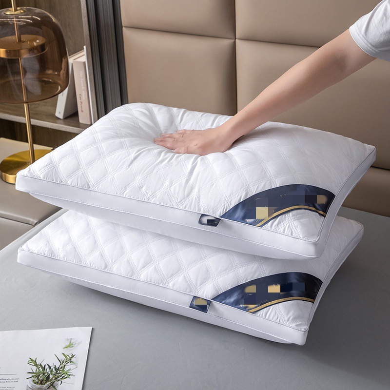 Three-Line Grids Three-Dimensional Pillow Core Star Hotel Pillow Home Cervical Spine High Elastic Feather Velvet Pillow Student B&B Pillow