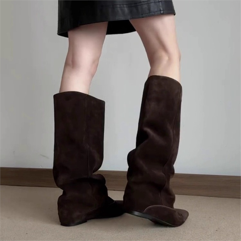 Sheepskin Version ~ Retro Versatile Knee-High Boots for Women 2025 New Elegant Niche Fashion Slimming Look High Boots
