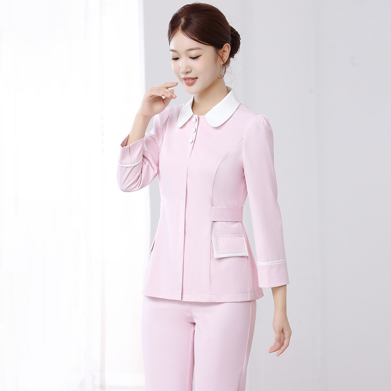 High-End Light Medical Beauty Nurse Uniform Pink Split Suit Women's Autumn and Winter Beauty Salon Dental Oral Care Work Clothes