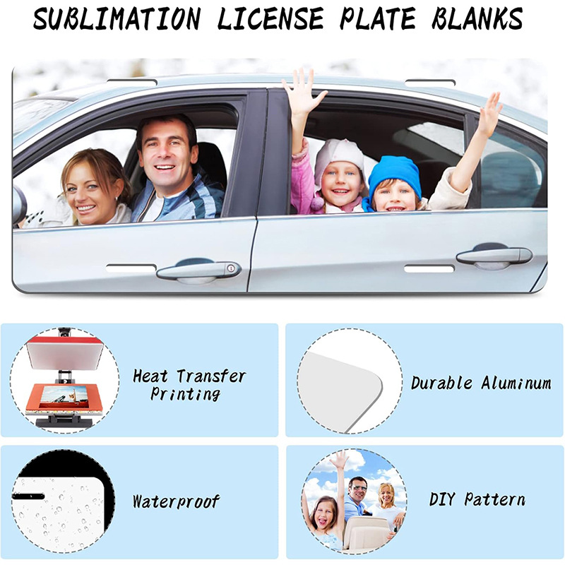 Heat sublimation blank license plate aluminum plate 6*12 inch white heat transfer aluminum plate heat sublimation aluminum plate US regular car