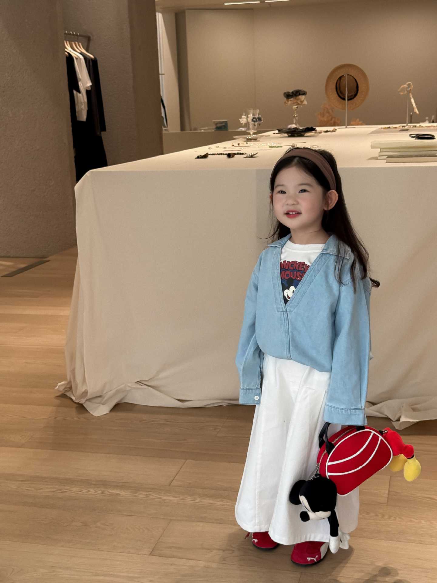 2025 New Autum Children's Clothing Korean Style Children's Clothing Girls Cartoon Fake Two-Piece Denim Shirt Liu Tianxian Wear
