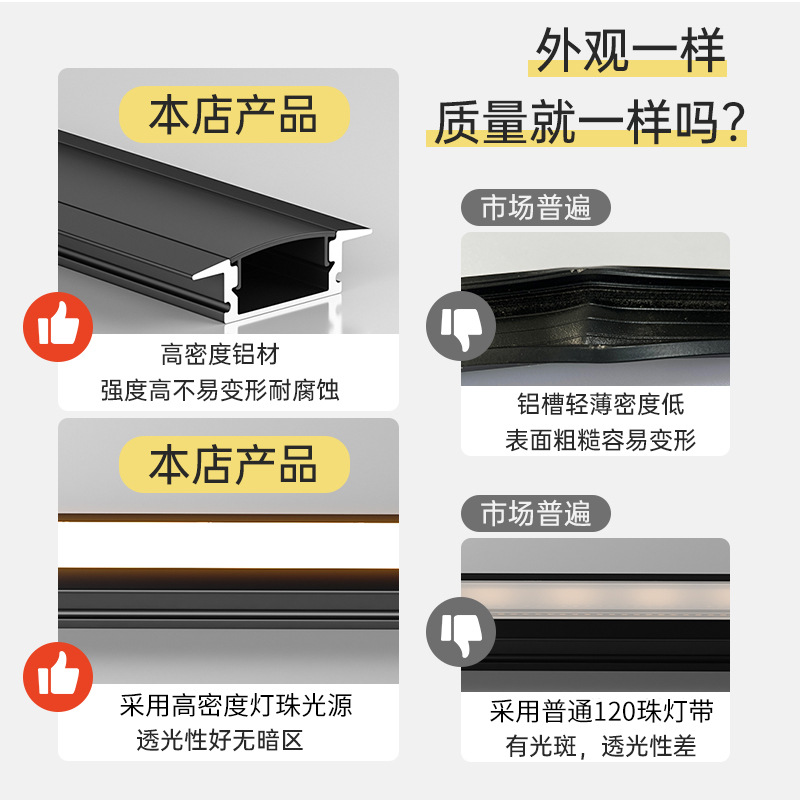 led Line Light Aluminum Slot Ceiling Embedded Lamp Slot Black U-shaped Opened Aluminum Alloy Card Slot Lamp Bar Linear Strip