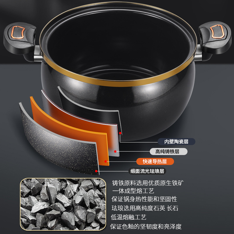 Factory Direct Supply of New Enamel Ceramic Pot Micro-Pressure Soup Pot Household Multi-Functional Large-Capacity Stew Pot Hot Pot