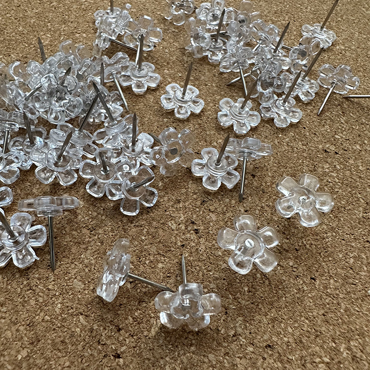 Прозрачные цветочные гвозди, I-образные гвозди, офисные кнопки, плоские гвозди с цветами