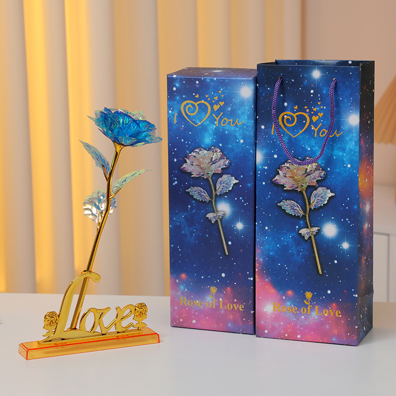 24K Gold Foil Rose Flower Colorful Dazzling Bouquet Eternal Artificial Flower Valentine's Day Mother's Day Gift Birthday Gift