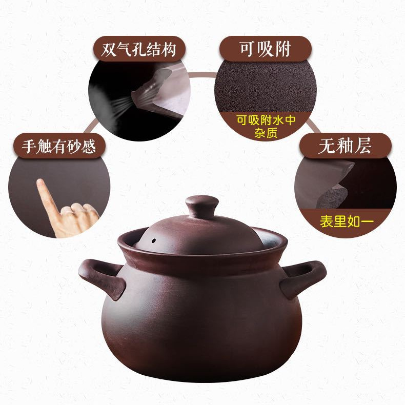 Purple Sand Casserole Stew Soup Household Authentic Soil Casserole Ceramic Stew Pot Gas Stove Gas Old-fashioned Soup Pot Sand Stone Pot