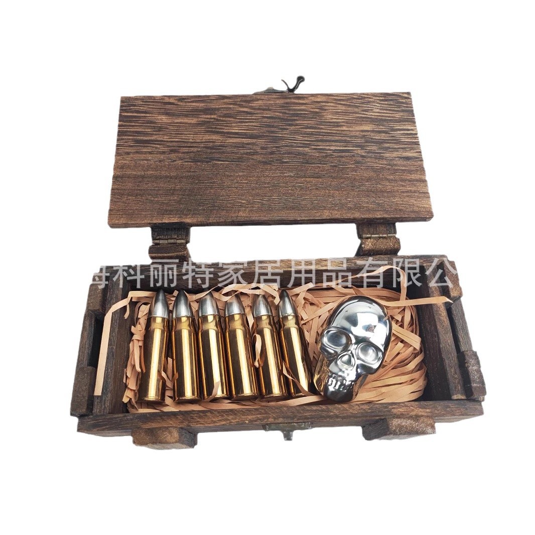 Factory Direct Sales Bullet-Shaped Ice Cubes Gold and Silver Two-Color Stainless Steel Red Wine Whiskey Cooling Ice Cubes