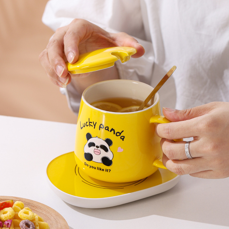 Mug Coffee Cup with Lid Set Practical Opening Gift Small Gift Box Ceramic Cup Souvenir Return Gift