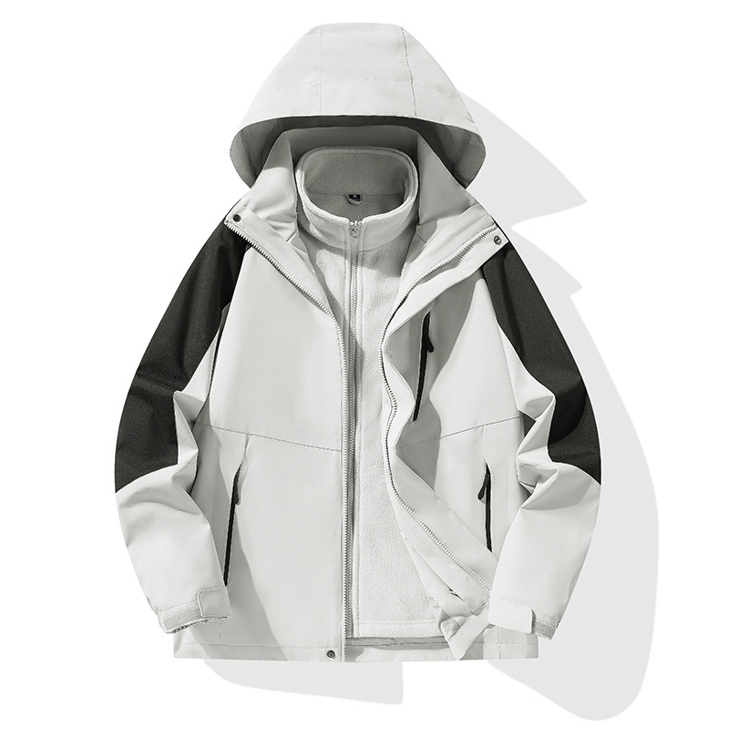 Куртка для мужчин и женщин, зимняя, трехв одном, съемная, альпинизм, для влюбленных