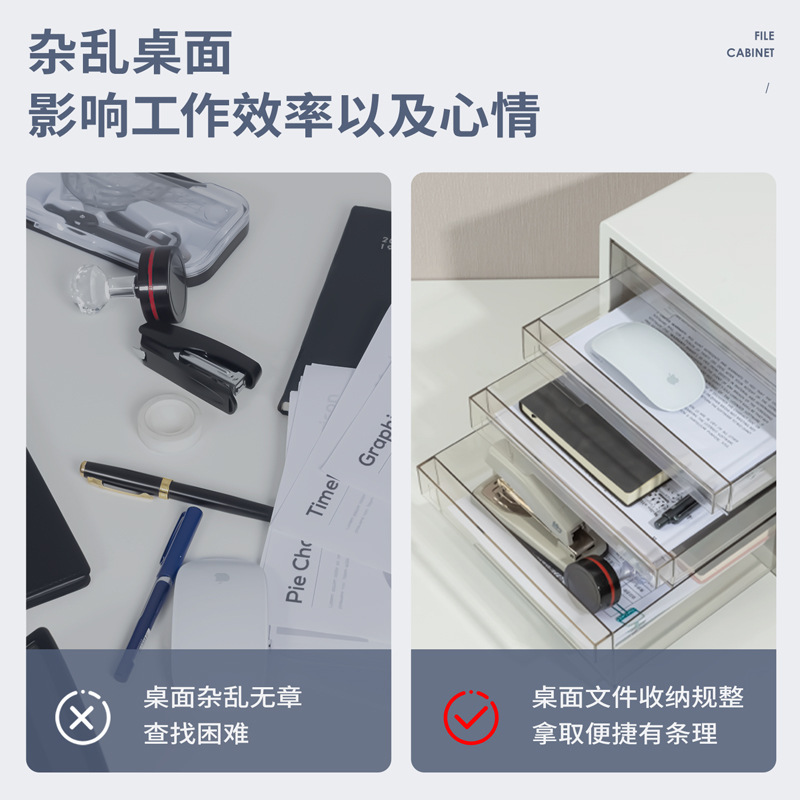 New Deli 100/PB101 filing cabinet A4 transparent drawer large capacity office desktop data classification storage