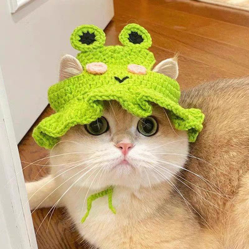 Pet Headgear, Cat and Dog Knitted Hat, Cross-Dressing Props, Headwear, Funny Handmade Woolen Hat, Cute Accessories