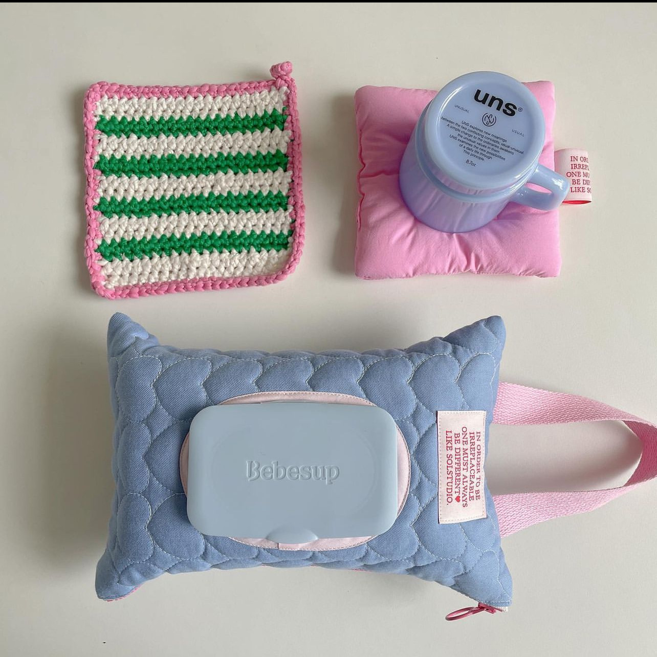 Han Feng Macaron Color Car Tissue Box Waterproof Paper Cover Tissue Bag Cute Baby Stroller Wet Wipes Hanging Bag