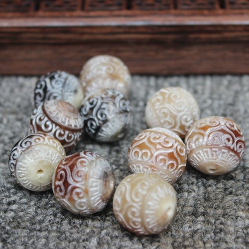Carved Natural Horn Flutter Beads Loose Beads Round Beads Spacer Beads Top Beads Buddha Beads Literary Play King Kong Star Moon Bodhi Accessories