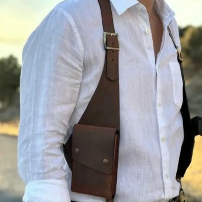 Halloween Cosplay Leather Wallet Medieval Steampunk Retro Strap Underarm Backpack