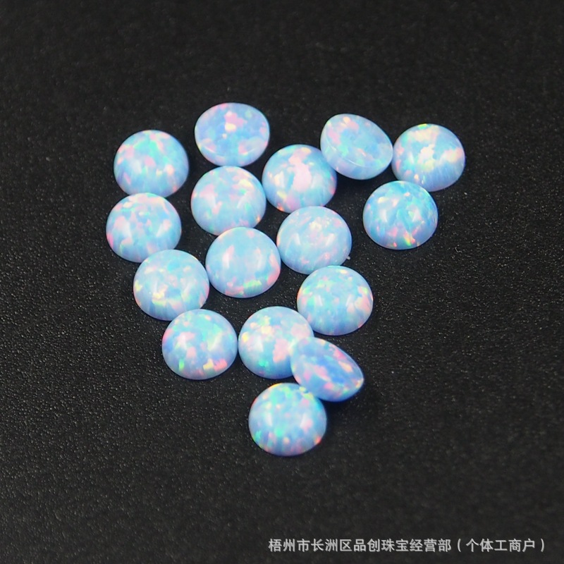Synthetic Colorful White Opal Round Flat Plain Artificial Opal Stone Ring Face Loose Stone DIY Jewelry Wholesale