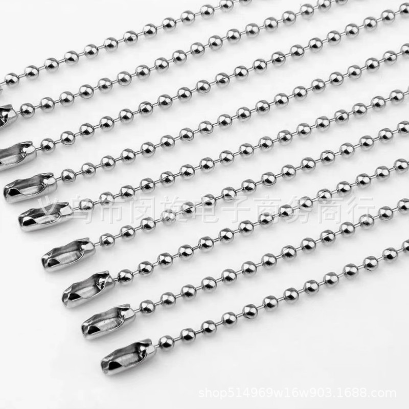 2.4mm304 stainless steel bead chain ball chain plush toy tag chain bead diy jewelry pendant chain wholesale