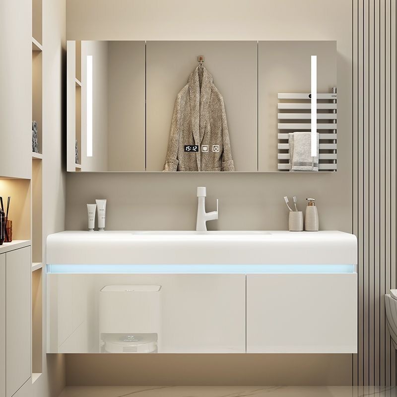 2024 Bathroom Cabinet Combination Corian Integrated Seamless Basin Light Luxury Bathroom Face Wash Basin Wash Table