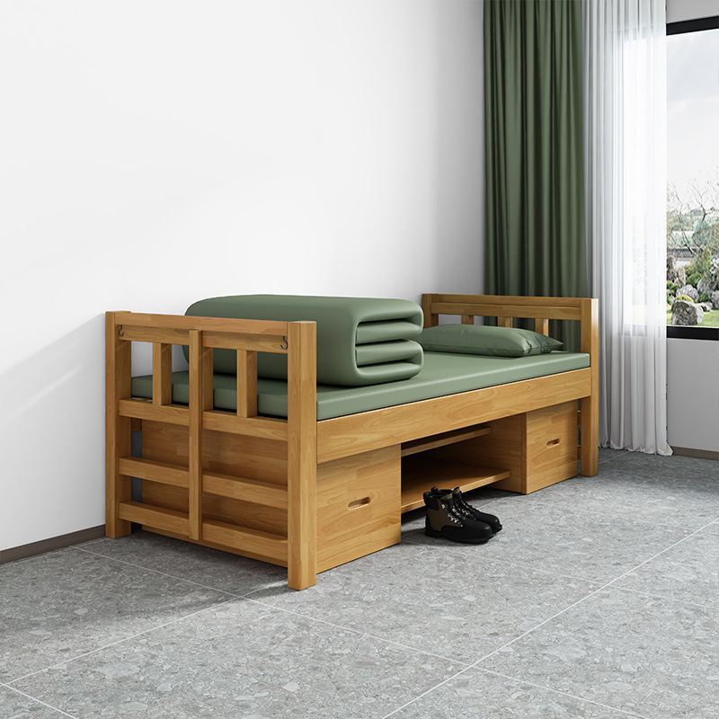 Standard Single Person Solid Wood Bed Thickened Bed Customized 14 Standard Combination Barracks Furniture Engineering Customized Military Training