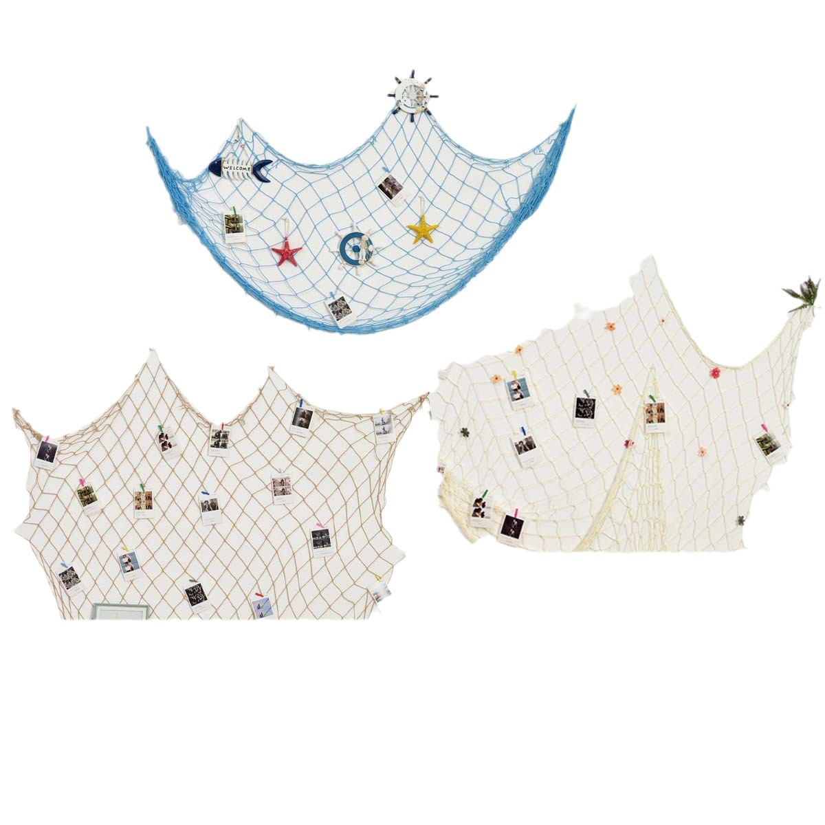 Mediterranean Style Kindergarten Cotton Thread Hemp Rope Fishing Net Wall Decoration Ins Style Decoration Mesh Photo Wall Background Wall