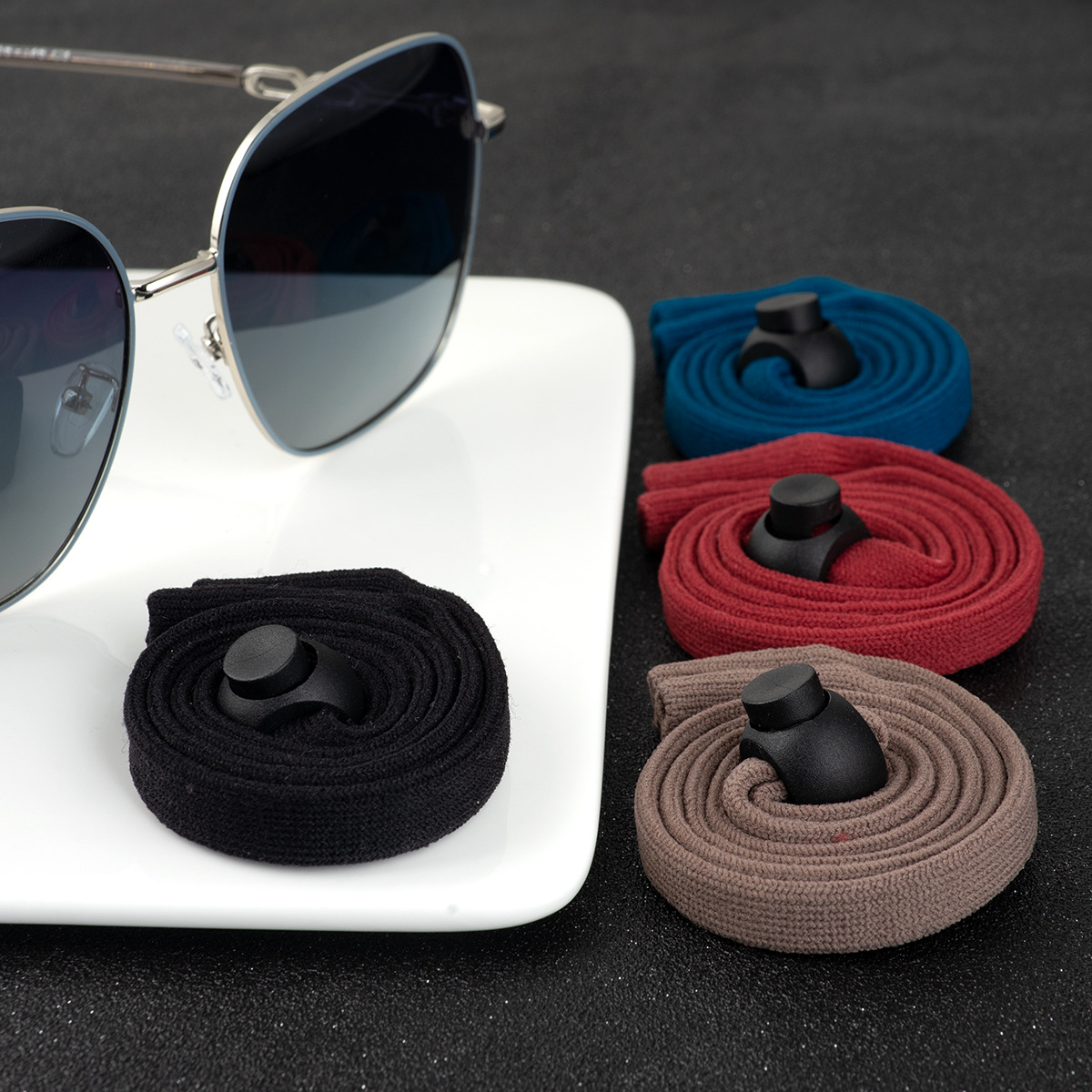 Glasses Rope Sports Adjustable Length Men's and Women's Running Anti-lost Neck Rope Black Sunglasses Anti-drop Polyester Cotton Rope Lanyard