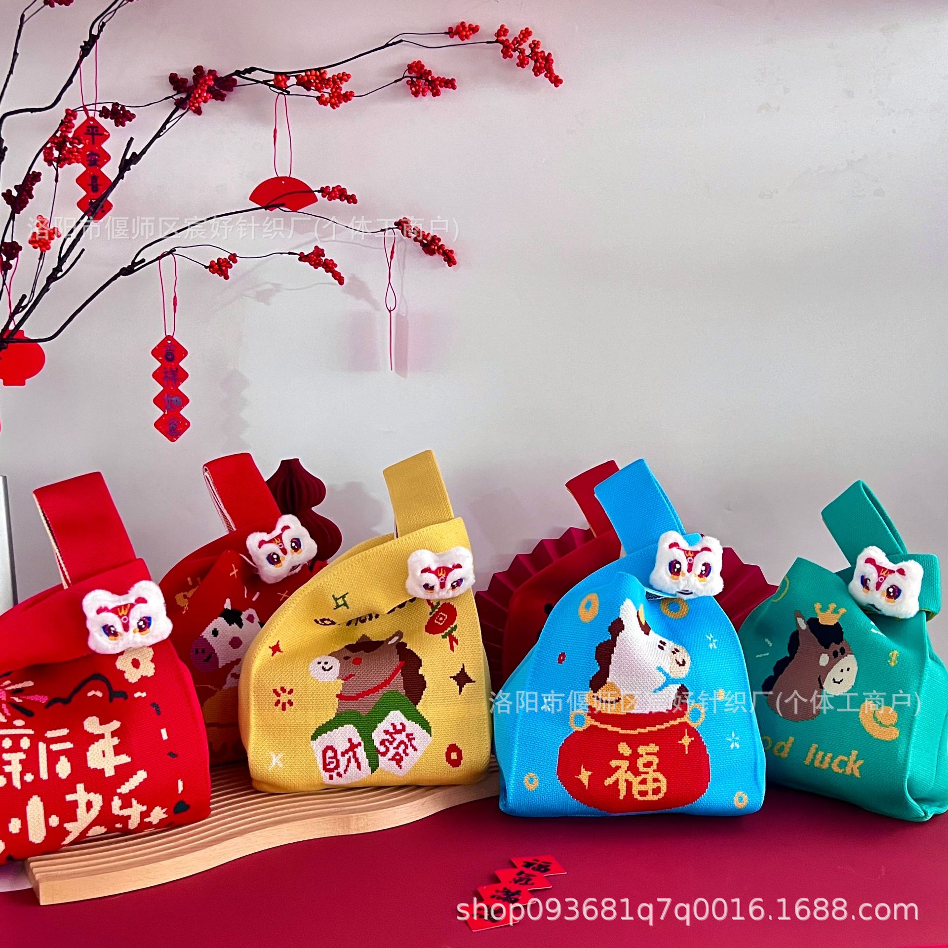 2026 Year of the Horse New Festive Knitted Handbag Handbag Portable Crossbody Bag Original Easiest for Match Gift Bag for Women