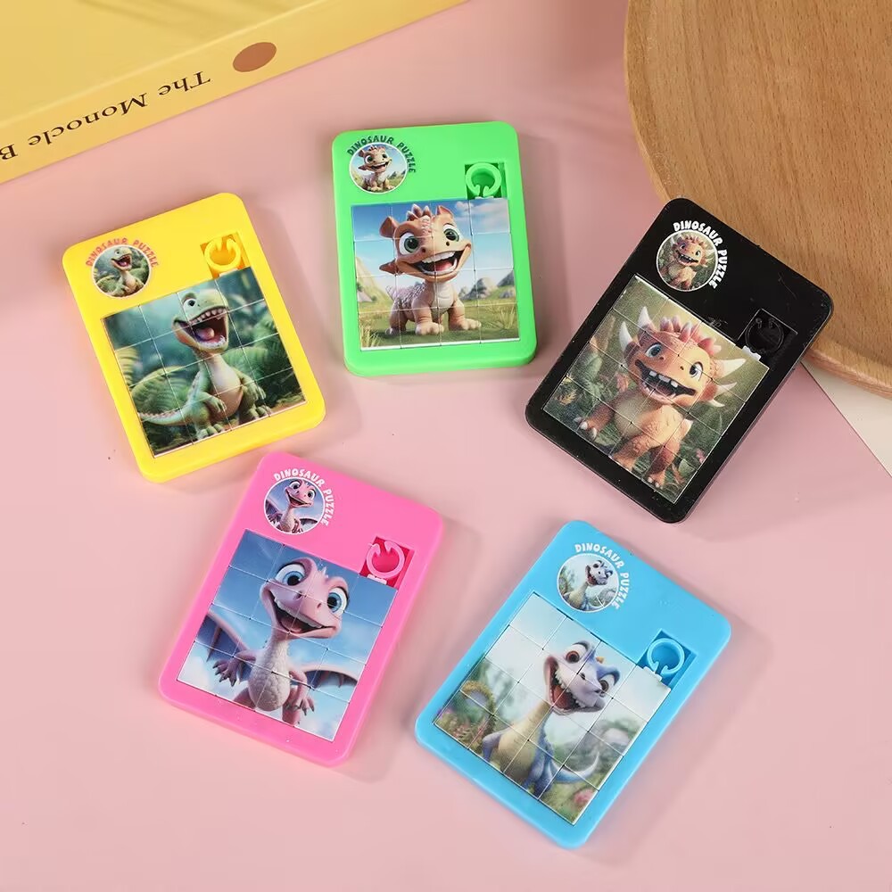 Dinosaur Cartoon Animal Huarongdao Mini 16-Square Puzzle Puzzle School Kindergarten Gift Toy Wholesale