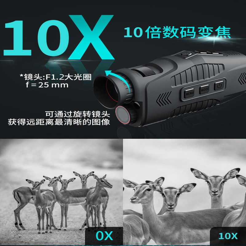 Factory direct day and night dual-use all-black visual camera video lightweight compact high-definition single tube night vision Temu