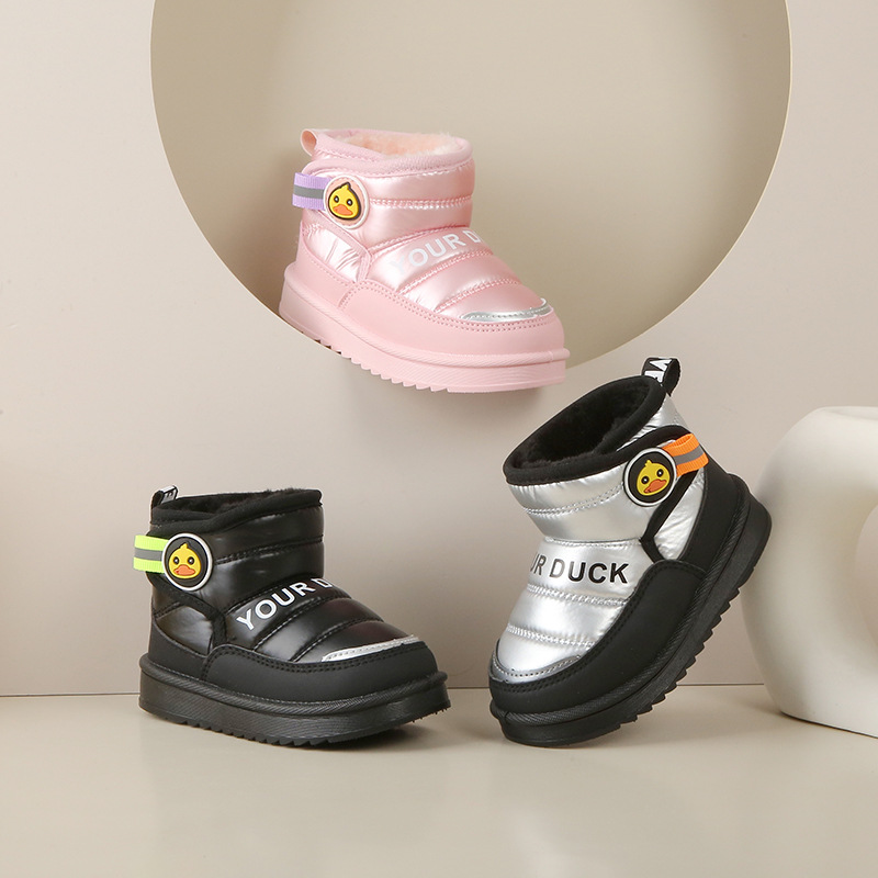 Детские зимние ботинки, хлопковые ботинки для мальчиков, новые зимние бархатные утолщенные хлопковые туфли для девочек 2025 года, теплые ботинки для детей