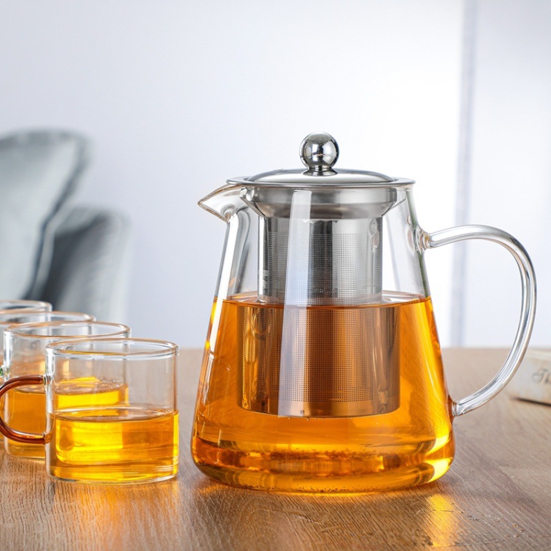 Borosilicate heat-resistant glass teapot glass stainless steel filter bubble flower teapot kung fu tea set suit glass kettle
